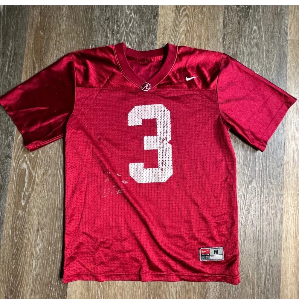 Nike Football Jersey Kids Medium Red Alabama Crimson Tide #3 Mesh NCAA